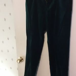 Hunter green velvet vest with matching pants.